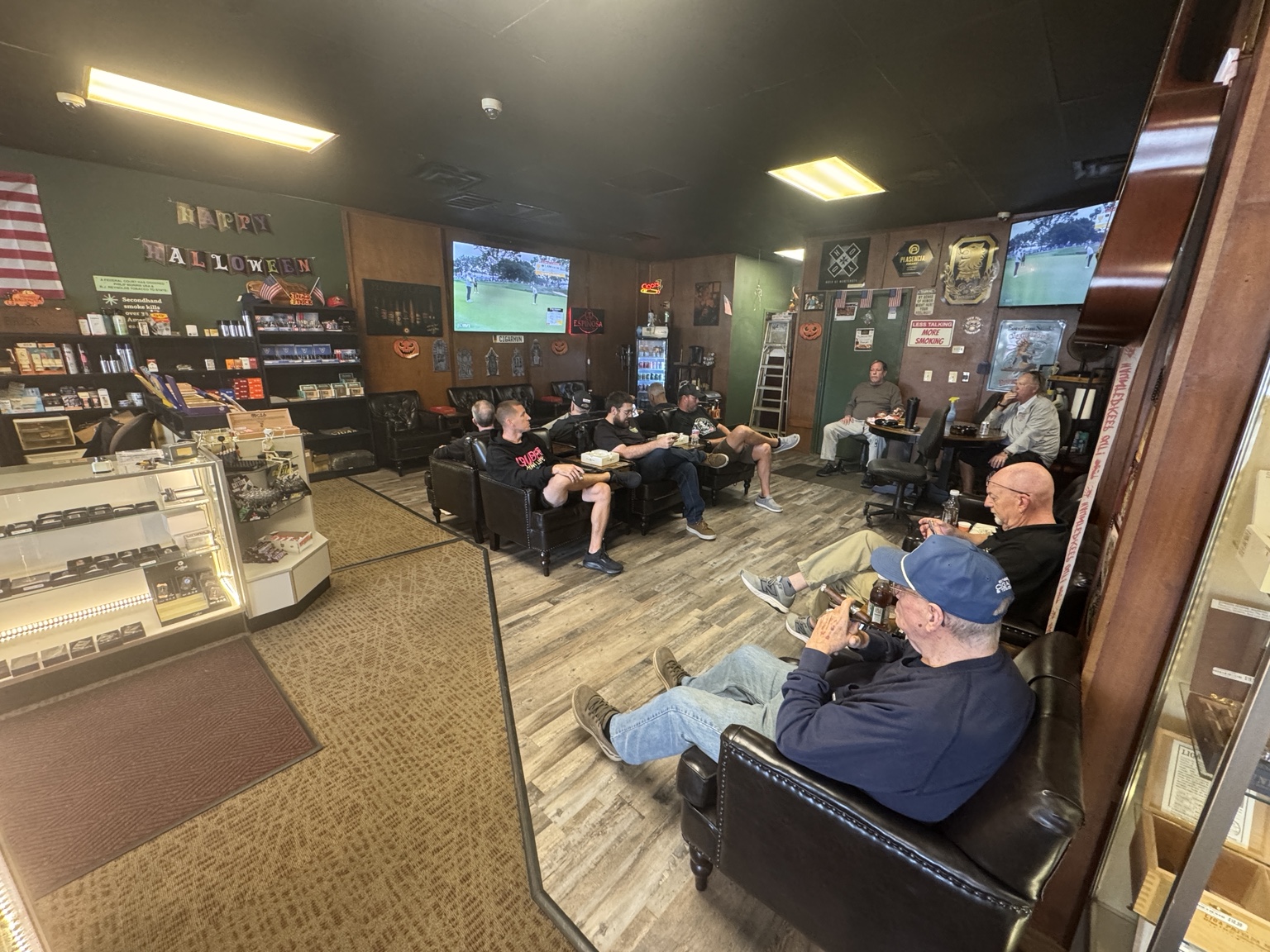 Wide view inside the Southside Cigar Haven lounge
